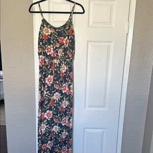 Floral Maxi Dress - Navy and Red